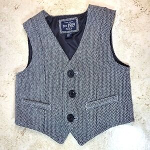 EST. 1989 Place Wool Blend Herringbone 3 Button Faux Pocket Lined Vest 12-18M